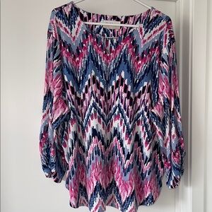 Alfred Dunner Chevron Print Blouse 3X Pink Blue